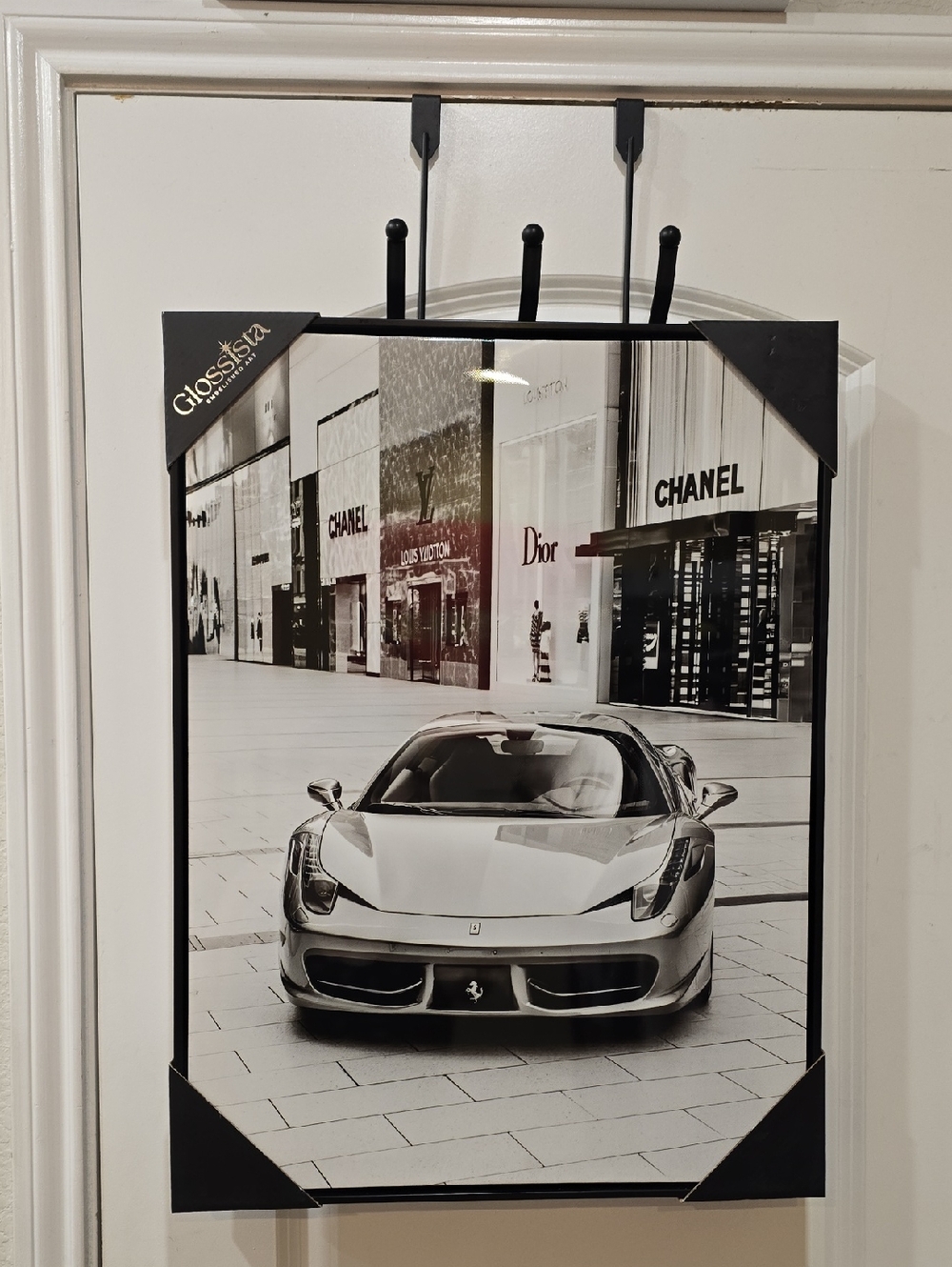 Glossista Embelished Art Luxury Haute Spots Ferrari Street Scene Framed Wall Dec - Picture 3 of 7